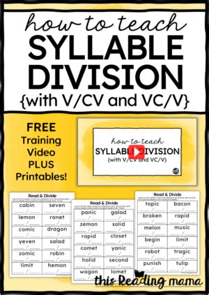 Teaching Syllable Division in V/CV and VC/V Words 